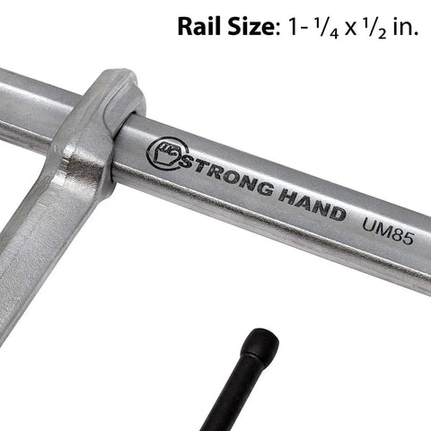 Sliding Arm Clamp Kit 20.5 Inch Heavy Duty With 2,400 Lbs Clamping Force detail showing rail size 1-1/4 x 1/2 in.