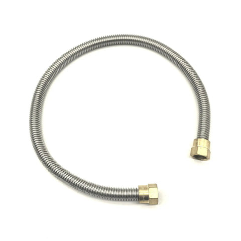 24 Inch Stainless Steel Bellow Propane Hose For RV Low Pressure Fireplace Extension With 3/8 Inch Female Flare Nuts And Brass Swivel Fittings