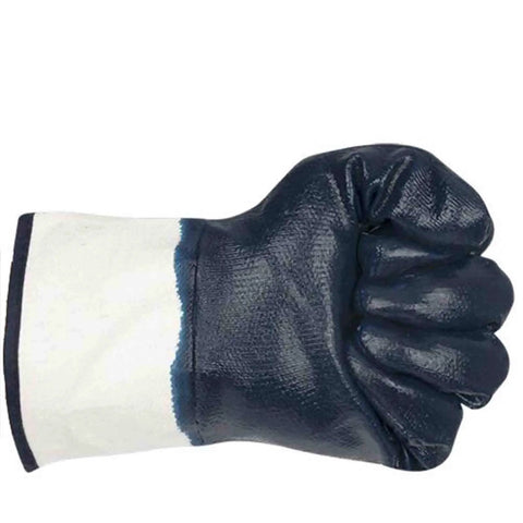Oil Field Style Chemical Resistant Work Gloves With Wide Cuff Durable Blue For Petrochemical Transport And Fuel Delivery Pros Large Size