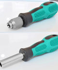 2 Piece One Quarter Inch Hex Quick Change Screwdriver Bit Holder Set With Magnetic Bit Holder And Quick Change Handle displayed
