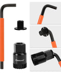 Bike Crank Puller Set 4 In 1 with Crank Extractor, Bottom Bracket Remover, 16mm Spanner, and Hex Wrenches for DIY Maintenance.