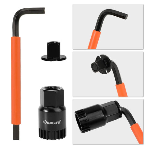 Bike Crank Puller Set 4 In 1 with Crank Extractor, Bottom Bracket Remover, 16mm Spanner, and Hex Wrenches for DIY Maintenance.