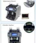 Commercial CIS Currency Counter With Touch Screen Multi Currency Detection And Serial Number Reader For Bank Use, featuring touch control and double stacker.