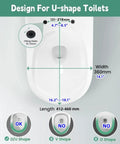 Diagram showing fitting dimensions for D Shape Toilet Seat With Soft Close Quick Release For Easy Clean Design, adjustable length