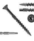 Two Inch Wood Deck Screws Number Eight By Two, 300 Piece Pack, Black Rust Resistant Epoxy Coated Exterior Decking Screws With Torx Star Drive And T25 Bit Included