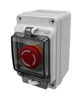 Built Tough Heavy Duty Emergency Stop Button With Waterproof Enclosure 660V 10A E Stop Switch Box IP67 front view