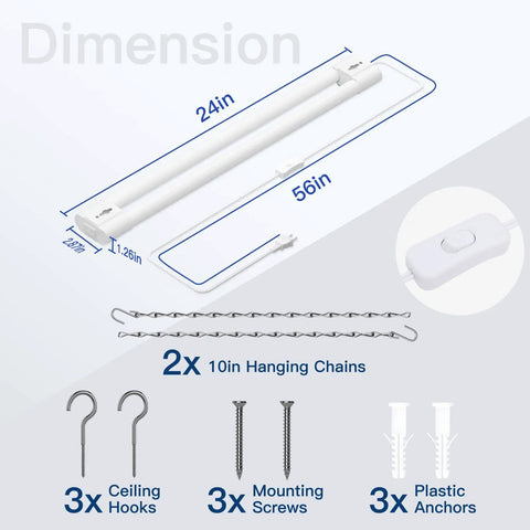 Two Foot LED Shop Light With 2200 Lumens And Cool Daylight 6500K Ceiling Or Hanging Mount Built Tough D Shaped Tube dimensions and parts