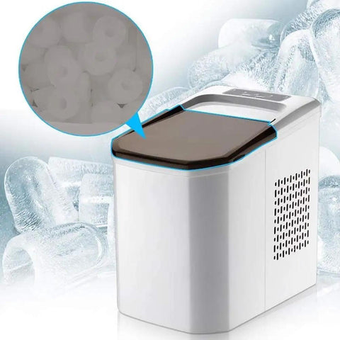 Compact Automatic Countertop Ice Maker cranks out fresh cubes in eight flat minutes with food grade durable shell.