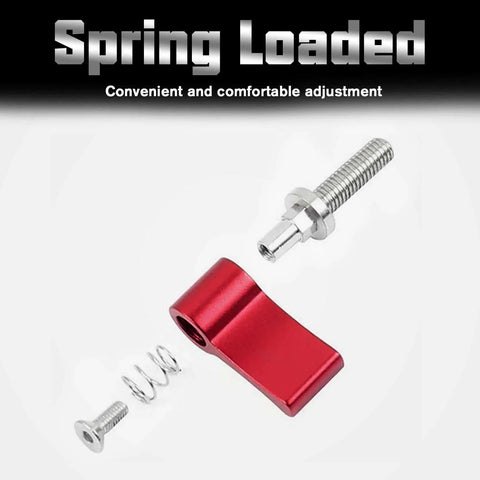 Red knob and components of 10 Pack M6 17mm Thumb Screws With Handle Red Rotating Knob Adjustable Lever Single Wing Easy Install