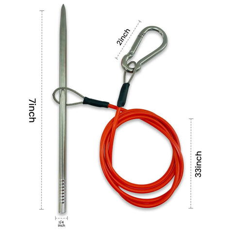 Spearfishing Stringer For Fish With 33 Inch Coated Stainless Cable And Heavy Duty Carabiner Belt Attachment For Securely Stowing Speared Fish On Your Weight Belt Easy Clip Setup For Quick Access Gear