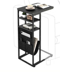 C Shaped End Table With Three Tiers And Storage Bag Easily Slides Under Sofa Or Bed Space Saving Couch Table For Living Room Bedroom Or Office