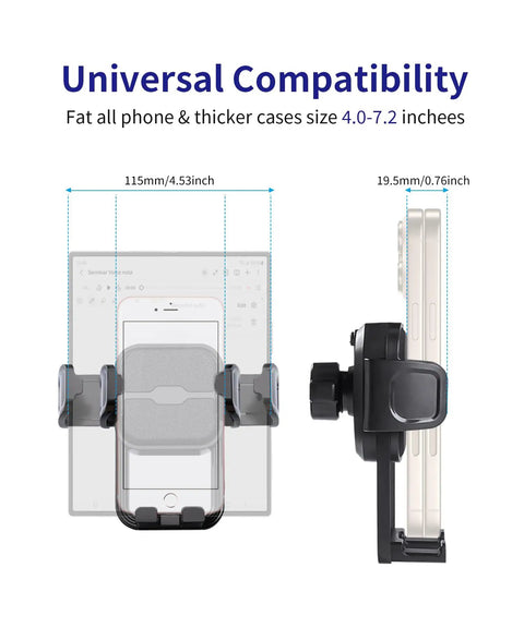 Hella Secure Custom Fit Car Phone Mount For Honda HRV 2016 To 2022 showing universal compatibility for phones 4.0-7.2 inches.