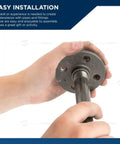 Person installing Beefy One Half Inch Black Steel Pipe Nipple Set, 10 Pack, 1 Inch Length, threaded industrial pipe fitting.