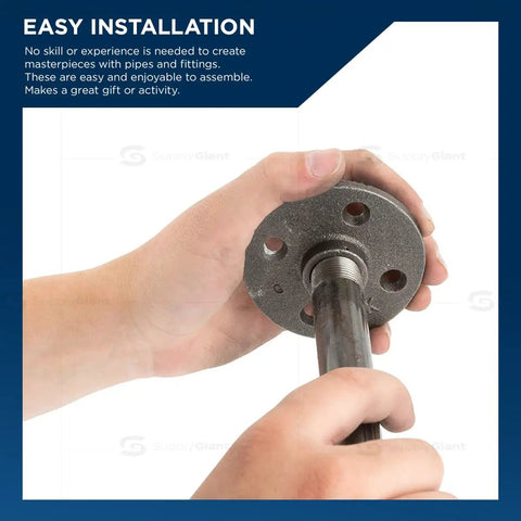 Person installing Beefy One Half Inch Black Steel Pipe Nipple Set, 10 Pack, 1 Inch Length, threaded industrial pipe fitting.
