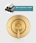 Stylish Brushed Gold Chateau Style Shower Faucet Trim Kit For Moen Fit Valve Featuring Elegant Pull On Push Off Design Knob With Clear Hot And Cold Labels And Modern Aesthetic Look Perfect For Your Bathroom Reno Project, 304 stainless steel.