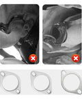 Beefy 2.5 Inch Two Bolt Exhaust Flange Repair Kit With Premium Stainless Steel Muffler Gasket And Rugged Exhaust Bolts, showing flanges and pipe connections.