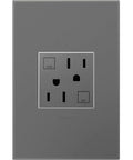 Adorne Tamper Resistant Self Test GFCI Outlet 15A Magnesium Finish With Matching Wall Plate in sleek modern design for kitchen bathroom
