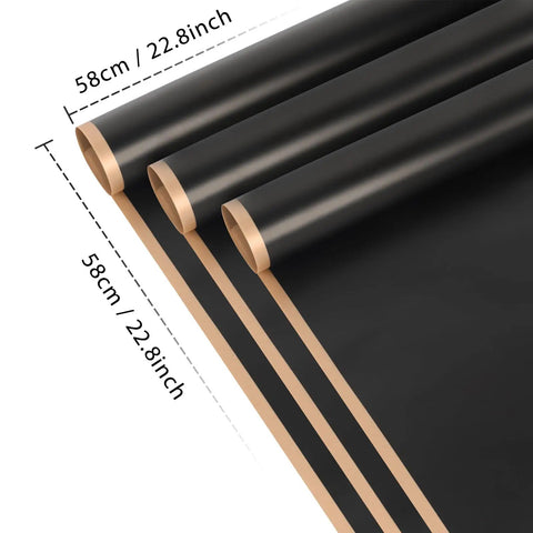 Waterproof Flower Wrapping Paper Set 20 Sheets Black Floral Bouquet Paper For Gift Wrapping Florist Supplies For Weddings And DIY Gift Packaging 22.8 By 22.8 Inches size shown