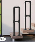 Heavy Duty U Shaped Stair Handrail Floor Mounted Galvanized Steel Support Rail Rust Resistant Outdoor Safety Railing With Slick Grip Handle For No Sweat Weekend Projects on wooden stairs