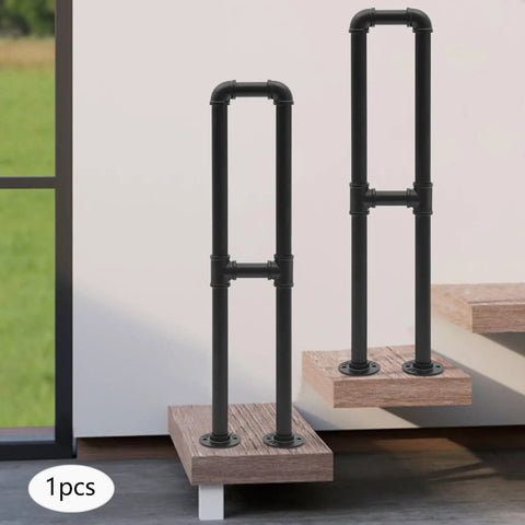 Heavy Duty U Shaped Stair Handrail Built Like A Tank Galvanized Steel Pipe Floor Mounted Support Railing view on stairs