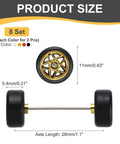8 Piece 1/64 Scale Wheel And Tire Set With Real Riders Rims Includes Axles For RC Diecast Cars And DIY Model Upgrades in gold