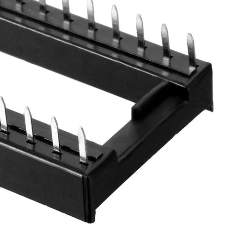 Close-up of DIP IC Socket Adapter 8 Pack Solder Type 2.54mm Pitch Dual Row 40 Flat Pin 15mm Row Pitch For Easy IC Swaps