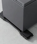 Heavy Duty 2 Pack Furniture Dolly With Sturdy Carbon Steel Build And Thick Rubber Pads For Washing Machine, Fridge, Dryer Movers, And Appliance Rollers to easily move a gray fridge.
