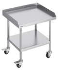 Stainless Steel Work Table 24 x 28 x 30 Inch with four casters and three sided backsplash, heavy duty prep station for restaurant kitchen