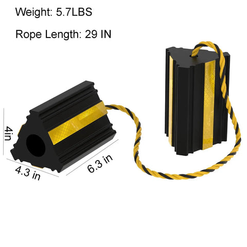 Heavy Duty Rubber Wheel Chocks With Rope Two Pair Or Four Pack Reflective Strips Anti Roll Immobilizer For RVs Trucks Trailers
