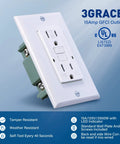 GFCI Outlet 15 Amp Rugged Weather Resistant Receptacle for Indoor and Outdoor Use, Tamper Resistant, LED Indicator, White
