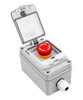Rugged IP67 Emergency Stop Button With Box For Outdoor Use, 660V 10A E Stop Switch With Clear Cover, Waterproof ABS Enclosure