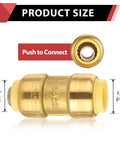 Close-up of Pack Of Ten EFIELD One Half Inch Push Fit Straight Couplings With Disconnect Tool for Copper PEX CPVC.