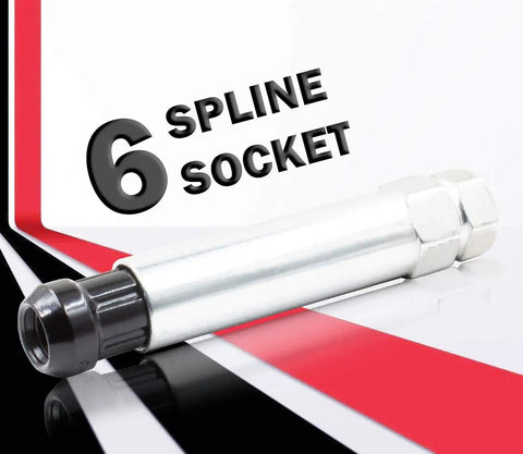 6 spline socket tool for 20 Pcs Short Truck Lug Nuts M14x1.5 1.50 Inch Long 6 Spline Hex Black Conical Seat Two-Piece Construction
