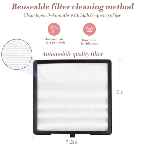 Pro Grade Nail Dust Collector electric nail filter dimensions and cleaning instructions image.