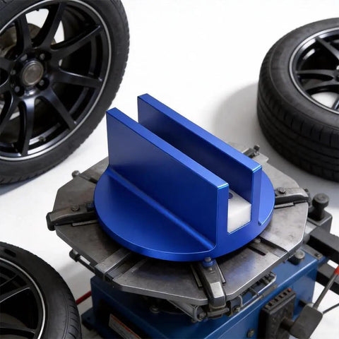 Precision Magnetic Socket Pad Welding Adapter With Robust Aluminum Alloy Construction For Frame Guide Rail Setup Ensures Secure Alignment And Durable Performance On Any Vehicle Job In Blue Set on tire mounting machine.