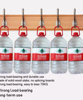 Knockout Wooden Wall Coat Rack Featuring Slick Stainless Steel Double Hooks And Rock Solid Door Back Hanger Organizer For Bedroom Jackets Hats Towels And Keys with water bottles.