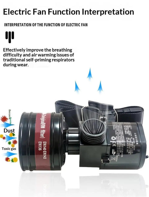 Dual Speed Rechargeable Powered Air Supplied Full Face Respirator With Long Tube Gas Mask For Paint Spraying Welding Chemicals Dust Fumes And Pesticides Industrial Grade Gear with electric fan filter unit