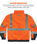 Back view of Hi Vis Winter Bomber Jacket With Reflective Quilted Insulation Class 3 Type R Wind And Water Resistant Orange Large
