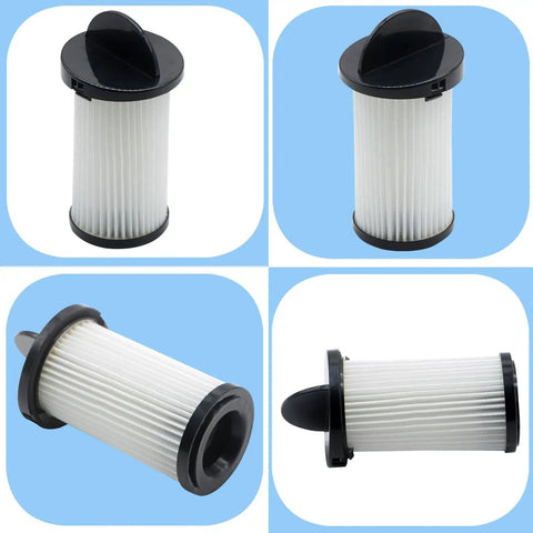 Top Tier Four Pack Hepa Pre Motor Filter Set Compatible With Eye Vac And Neo Vac Stationary Cleaners, side and top views of filters.