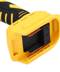 Close-up of LiebeWH Cordless Metal Shears handle, featuring battery compartment and safety lock for secure operation.