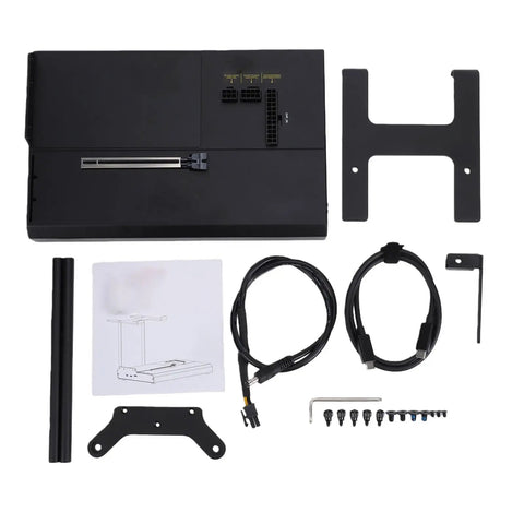 Kickass External Gpu Dock Station Featuring Ocuklink Pcie 4.0 X4 64Gbps Transfer, includes riser box and accessories.