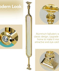 Top Shelf Gold Glass Staircase Balusters With Rock Solid Aluminum Spindles For Indoor Outdoor Stairs, close-up of a gold glass baluster.