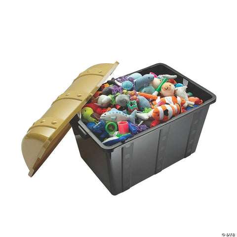 Hella Spacious Heavy Duty Plastic Treasure Chest For Classrooms Black And Gold Large Storage Bin With Kickass Pirate Vibes Perfect For Prizes Rewards And School Supplies Stash That Rocks