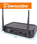 Dual Channel VHF Wireless Microphone System With Two Handheld Dynamic Mics And Receiver Base dimensions PDWM2135 Black
