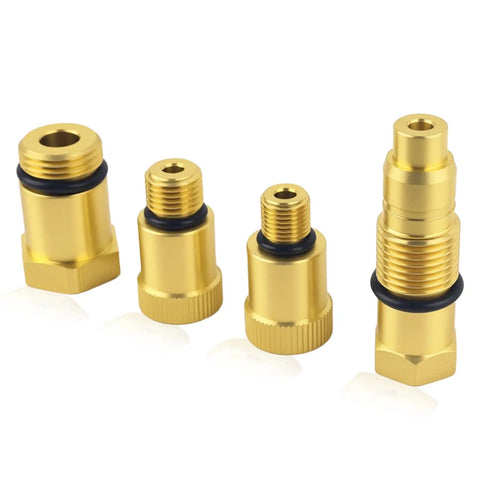 Shop-Ready Four Piece Compression Tester Adapter Kit With 10mm-1.0, 12mm-1.25, 16mm-1.5 And 18mm-1.5 Threads for spark plug adapters
