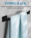 4 Piece Matte Black Bathroom Hardware Set Made From Thick SUS304 Stainless Includes 16 Inch Towel Bar Toilet Paper Holder