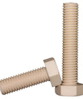 Pro Grade PEEK Hex Head Screws M14X110, 10 Piece Pack Of Heavy Duty Plastic Fasteners, beige hex bolts on white background.