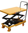 Heavy Duty 330Lbs Hydraulic Lift Table Cart With Four Locking Wheels For Material Handling And Transportation Durable Lifting