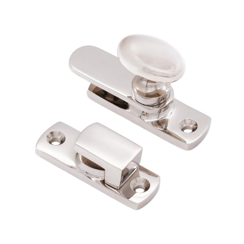 Polished Nickel Oval Cabinet Turn Latch 55mm Cupboard Lock for Kitchen and Bath Cabinets, solid brass, smooth turning latch