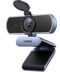 2K 30FPS Ultra HD PC Webcam With Dual Microphones Privacy Cover USB Plug And Play Streaming Camera for Meetings Gray front view